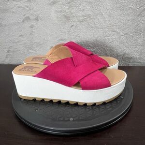 Sorel Womens Size 8 Cameron Pink Flatform Mule Casual Slip On Sandals